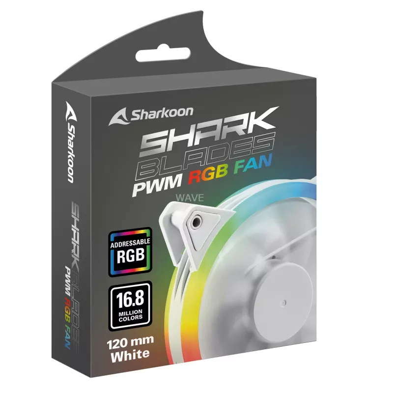 SHARKOON Shark Blades 120mm ARGB PWM korpusventilaator - valge