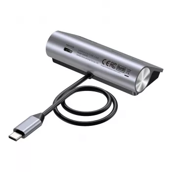 USB-jaotur Unitek H1337AGY01 — 4 pordiga (2×USB-C, 2×USB-A), kuni 5 Gbps pordi kohta, alumiinium, hõbedane