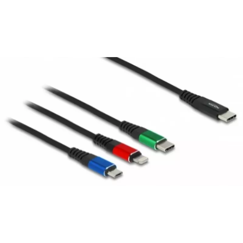 DeLOCK USB-laadimiskaabel 3 in 1 USB USB-C kuni Lightning Micro USB 1 m