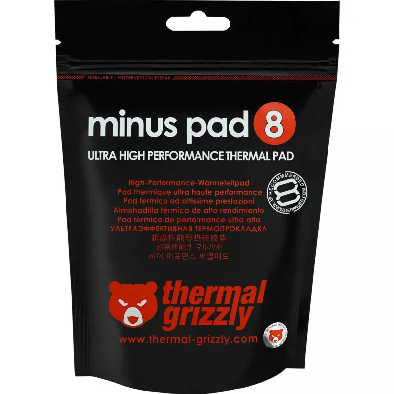 Termopadi Thermal Grizzly Minus Pad 8 — 100 x 100 x 3,0 mm, roosa