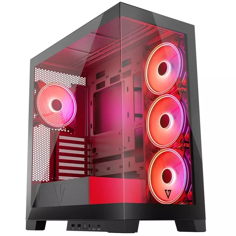 PC-korpus MODECOM Volcano SPACE APEX ARGB Midi Tower, karastatud klaas, USB-C, toetab ATX/microATX/Mini-ITX, GPU kuni 430 mm, CPU jahuti kuni 180 mm