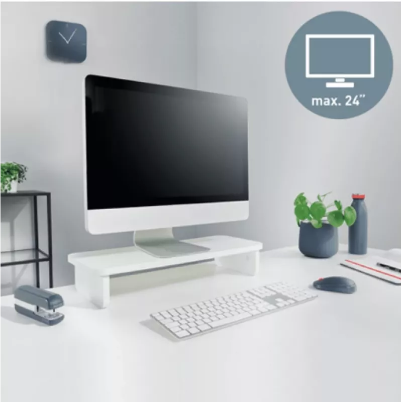 Monitorialus LEITZ Freestanding 64340001 — lauaalus kuni 61 cm (24 tolli) ekraanidele, 20 kg kandevõime, reguleeritava kõrgusega, valge