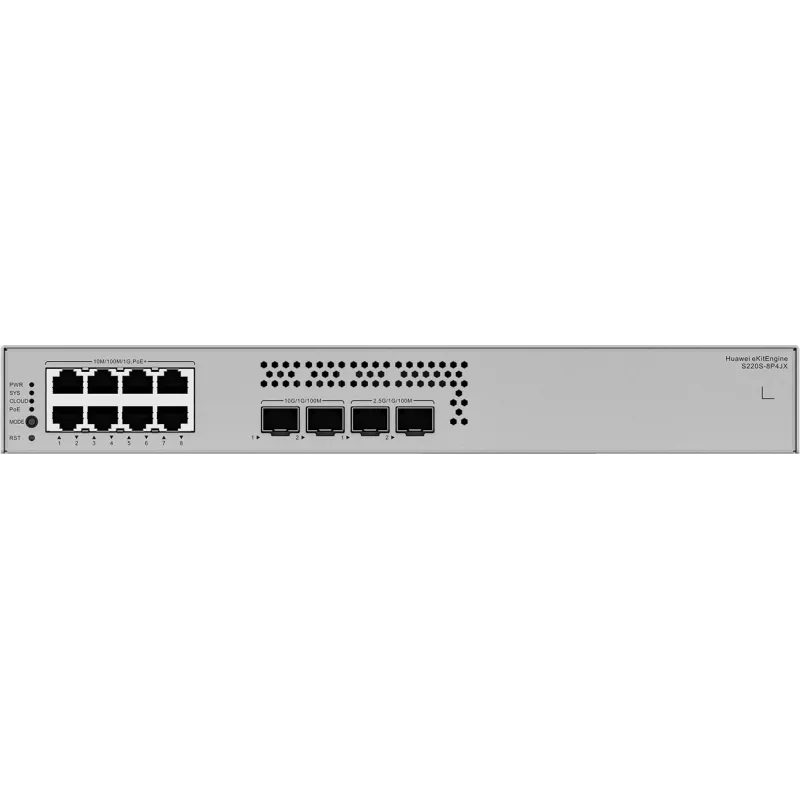 Huawei S220S-8P4JX Gigabit PoE lüliti, 2x 2.5G SFP, 2x SFP+ 8x POE, 2x 2.5G SFP, 2x SFP+
