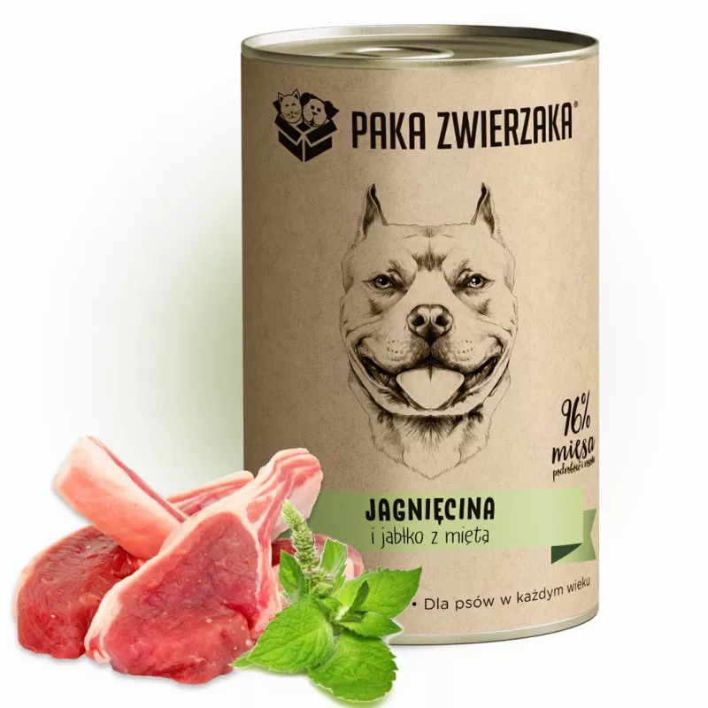 Märg koeratoit PAKA ZWIERZAKA Lambaliha ja õun mündiga, 400 g, teraviljavaba, gluteeni- ja sojavaba