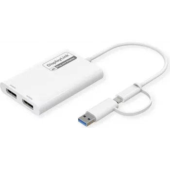 ROLINE Display Adapter USB Type C A - Dual DP 4K60 ST/BU - Adapter - digitaalne/andmed (12.03.3207)
