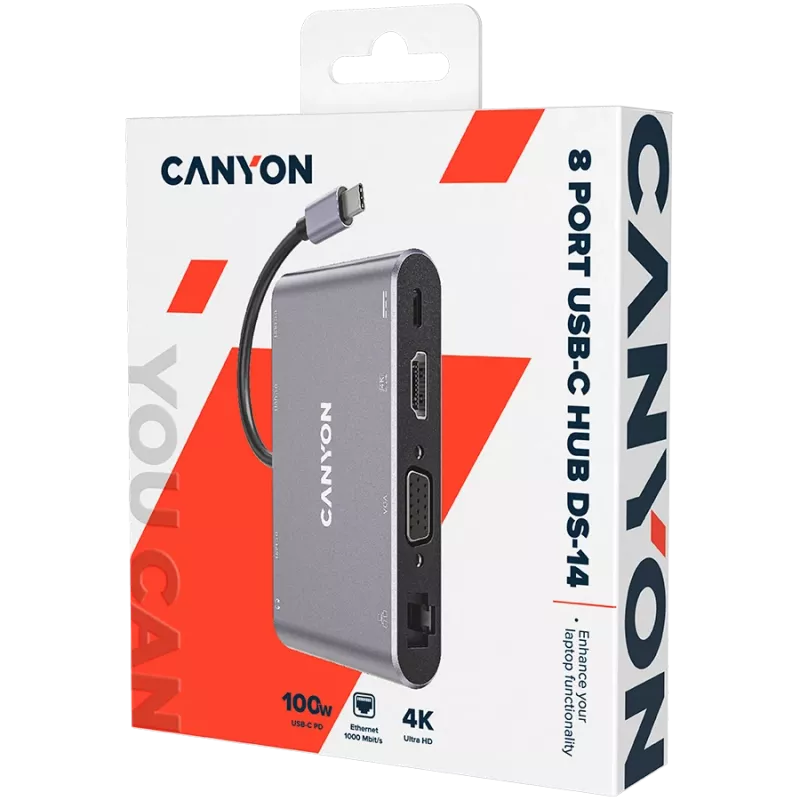 Canyon DS-14 - dokkimisjaam - USB-C - VGA, HDMI