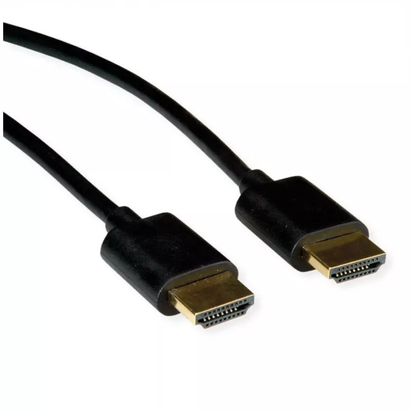 ROLINE HDMI High Speed Kabel mit Ethernet Slim ST-ST schwarz 1 m 11.04 - Kabel - Digital/Display/Video