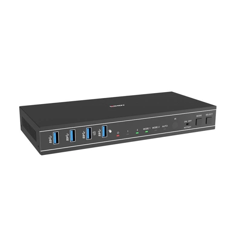 Lindy 2-pordiline kahe peaga HDMI 4K60, USB 3.0 KVM-lüliti, 4096 x 2160 pikslit, 4K Ultra HD, must