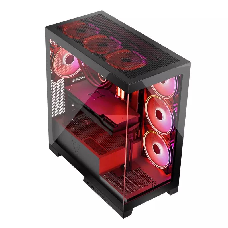 PC-korpus MODECOM Volcano SPACE APEX ARGB Midi Tower, karastatud klaas, USB-C, toetab ATX/microATX/Mini-ITX, GPU kuni 430 mm, CPU jahuti kuni 180 mm