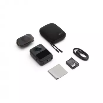 Tegevuskaamera DJI Osmo 360 Standard Combo — 8K Ultra HD, 120 MP CMOS, 240 fps, elektrooniline stabiliseerimine, 2-tolline ekraan, MicroSD, 183 g, must