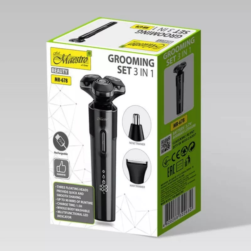 Habemeajamiskomplekt Maestro MR-678 3-in-1 USB 90 min laetav trimmer pardel hooldaja