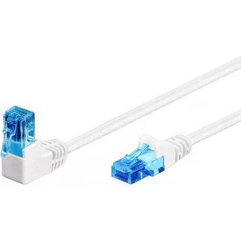 Goobay CAT 6A paigalduskaabel 1x 90° nurga all, U/UTP, valge, 10 m - riivi sakk üleval, CCA vasksegu (51540)