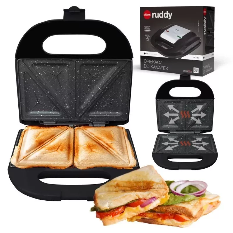 ELDOM Sandwich RUDDY, 750 W, graniitplaadid