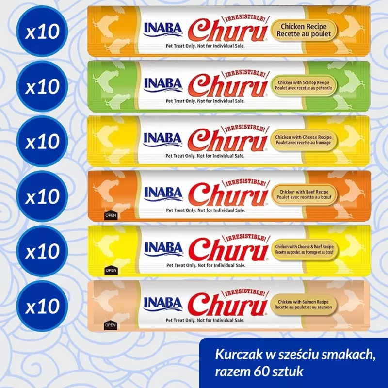 Kassimaius Inaba Foods Churu Varieties — kana, 60 x 14 g tuubi