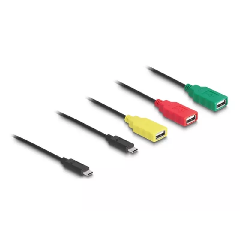 DeLOCK 4-pordiline USB 2.0 kaabliga jaotur USB USB-C kuni 3x USB-A-pesa + 1x USB-C isane