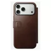 Nomad Modern Leather Folio mobiiltelefoni ümbris iPhone 17 Pro Max — pruun, nahk, 6,3-tolline ekraan, 4 kaarditaskut