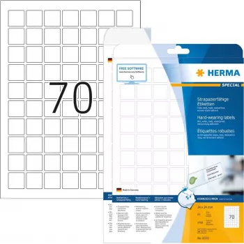 HERMA Special - kileetiketid - matt - isekleepuv - Valge - 24 x 24 mm 1750 etiketti (25 lehte x 70) (8339)