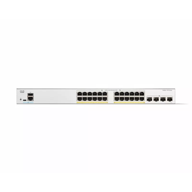 Cisco Catalyst 1300-24P-4X hallatav lüliti, 24 porti GE, PoE, 4x10GE SFP+, piiratud eluaegne kaitse (C1300-24P-4X)