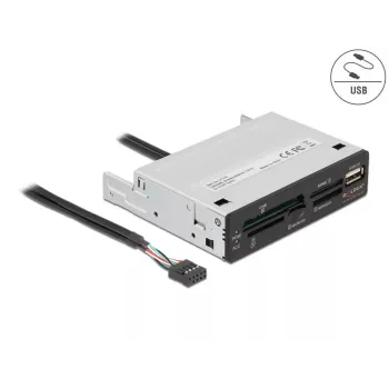 DeLOCK 91708 kaardilugeja USB 2.0 sisemine must hall CF SD MicroSD