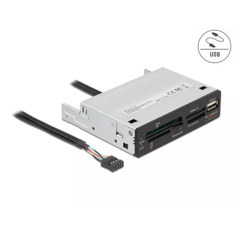 DeLOCK 91708 kaardilugeja USB 2.0 sisemine must hall CF SD MicroSD