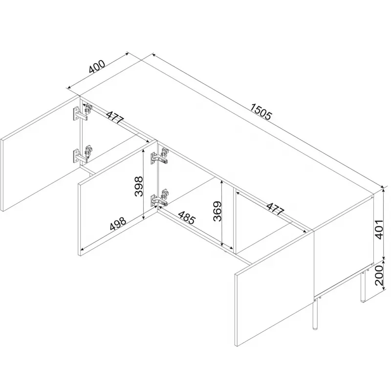 RTV-kapp SIENA 150.5x40x60 must matt