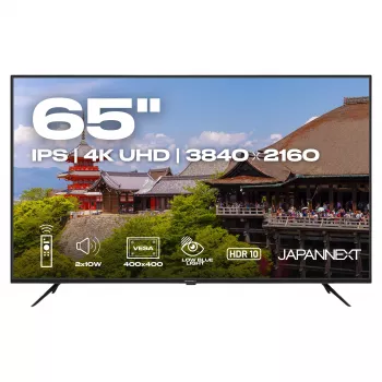 164,0 cm / 65 tolli (3840x2160) JAPANNEXT JN-IPS650UHD60F 16:9 IPS 60Hz HDMI USB WLAN kõlar must