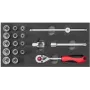 Padrunvõtmete komplekt gedore red R22150020, 18-osaline padrunvõtmete komplekt põrkmehhanismi ja padrunitega