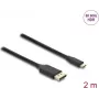 Video kaabli adapter DELOCK USB USB-C DisplayPortile 2 m, must