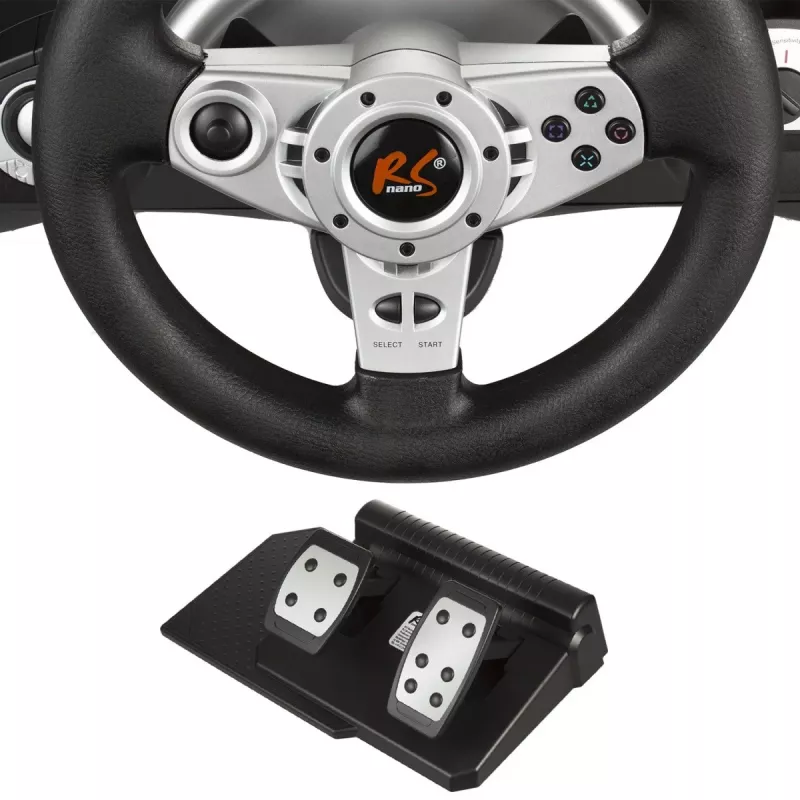 Rool nano rs RS700 juhtmega USB 270° pöörlemine, 10 nuppu, pedaalid, vibratsioon, 1,8 m kaabel