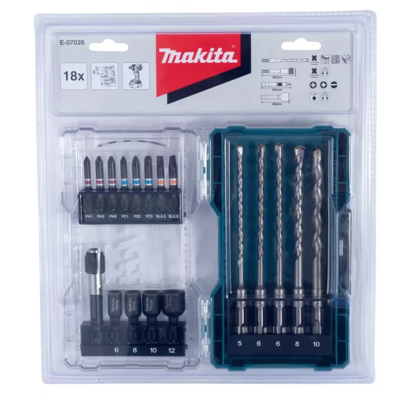 Kruvikeerajaotsikute komplekt Makita E-07026 18 tk