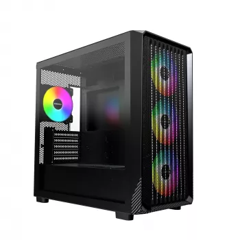 Montech X5M (B) Micro Tower PC-korpus — Micro‑ATX/Mini‑ITX, 3×120 mm ees, 1×120 mm taga, toetab ATX-toiteplokki, 2×3,5-tolline + 4×2,5-tolline, must