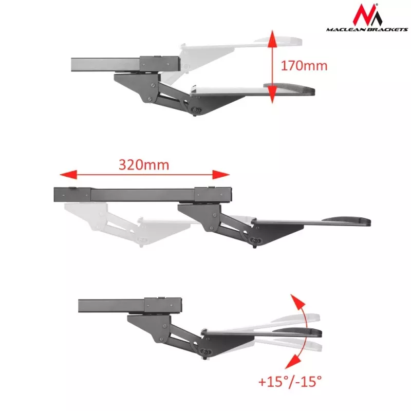 Maclean MC-757 klaviatuuri ja hiire alus lauale, 67 cm pind