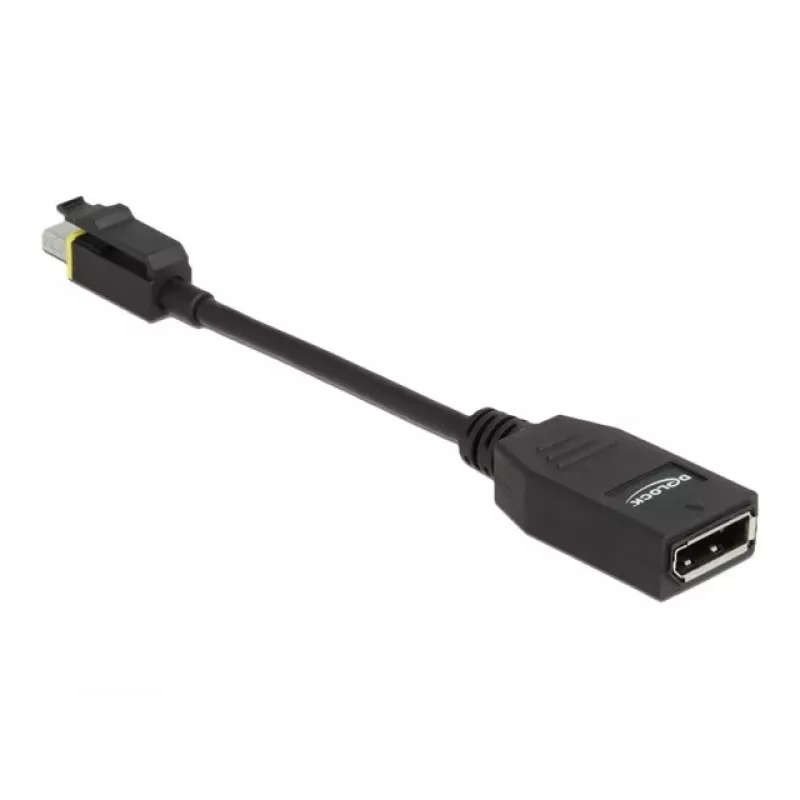 DeLOCK - DisplayPort-adapter - Mini DisplayPort (M) lukustusega DisplayPort (W) - DisplayPort 1,4 - 15cm - Halogeenivaba, 8K tugi - Must (65978)