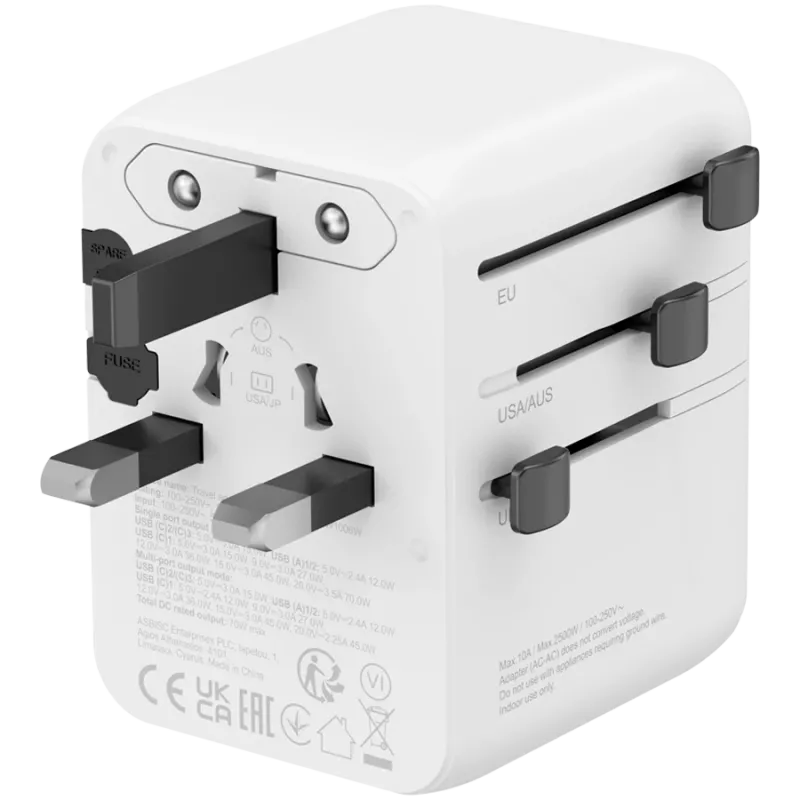 CANYON Travel Adapter OnTour 70 EU/UK/US/AUS 70W Valge