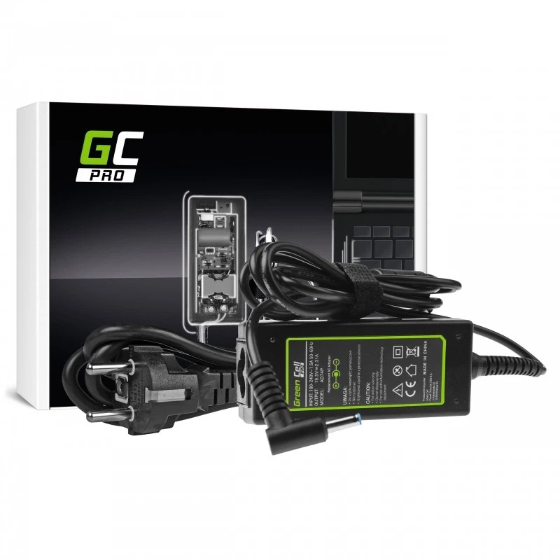 AC-to-DC sülearvuti toiteadapter Green Cell AD74P 45W 19.5V 2.31A siseruumidesse, must