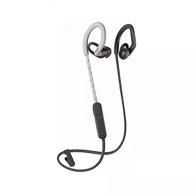Poly BackBeat Fit 350 - kõrvaklapid - kõrvakonks - kõrvasisesed - sportlikud - hallid - valged - binauraalsed - higikindlad