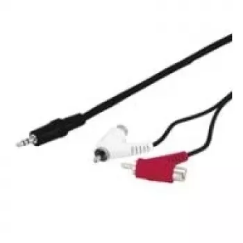 Wentronic Goobay 3,5mm-jack-/RCA-adapterkaabel, Must, 1,5 m - pistik 3,5 mm (3-kontaktne, stereol) > 2x RCA-pistik (heli vasak/parem) (50213)