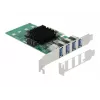 DeLOCK PCI Express x4 kaart 4 x välise USB 3.0 neljakanalilisele - madala profiiliga vormitegur