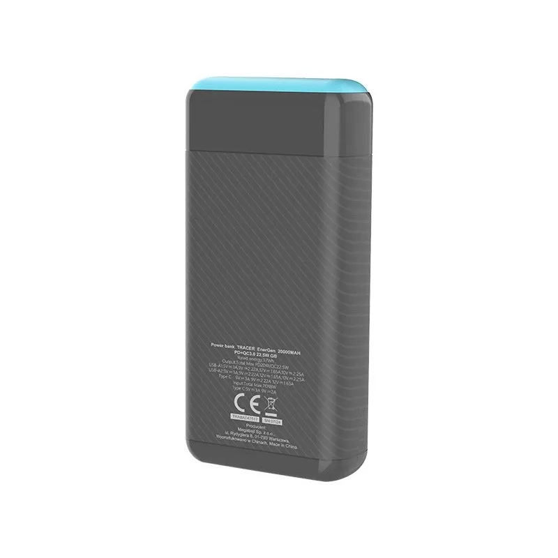 Tracer EnerGen 20000 mAh Must, Sinine