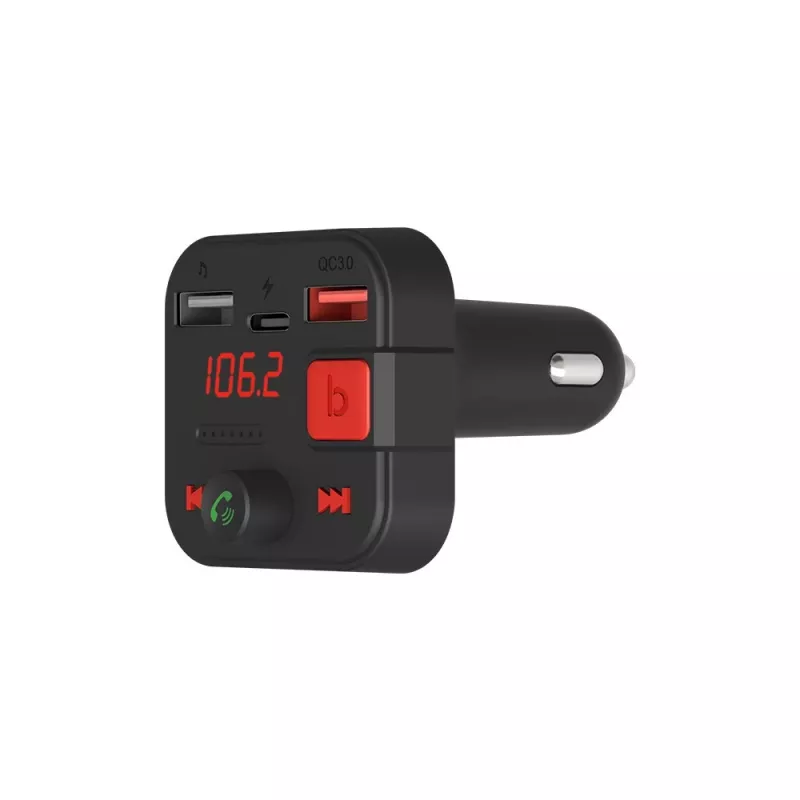 SAVIO FM-saatja, Bluetooth 5.3, QC 3.0 laadija, LED-ekraan, Bass Boost, TR-15, must