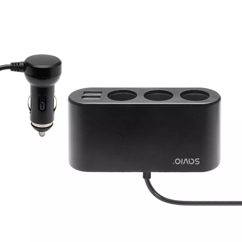 Auto USB-laadija SAVIO SA-024 — universaalne mobiilseadme laadija, sisend 12–24 V, väljund 5 V, must, sigaretisüütaja