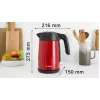 Elektriline veekeetja Bosch TWK7L464 — 1,7 L maht, 2400 W, punane, plastikust korpus