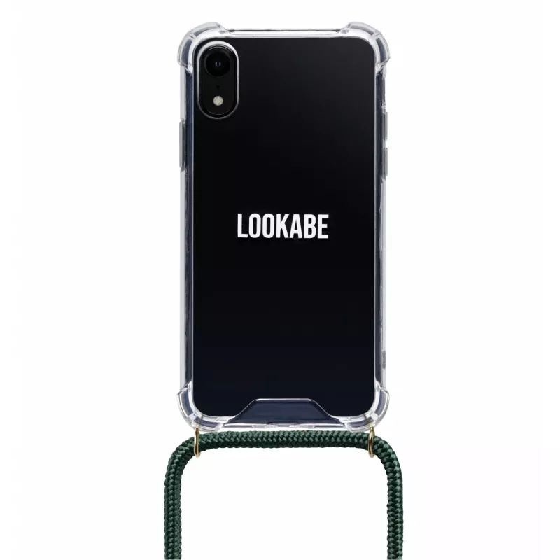 Telefonikett Lookabe loo014 iPhone XR-ile – kuldne-roheline kaitsekott rihmaga