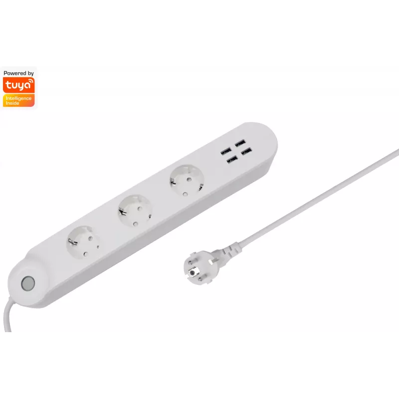 Nutikas pistikupesakomplekt Denver SHP-300U 3 vahelduvvoolupistikut Tüüp E 4 Valge