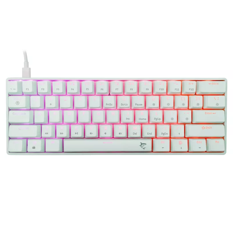 Juhtmega mehaaniline klaviatuur White Shark Shinobi-2 (GK-004211) — USA paigutus, punased lülitid, valge