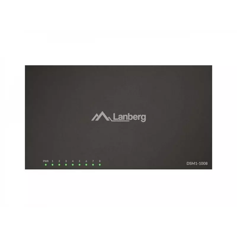 Võrgukommutaator LANBERG DSM1-1008 8x 1 Gb/s haldamata Gigabit Ethernet lauaarvuti 12V metallkorpus