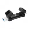 USB-mälupulk Silicon Power DS72 1 TB, USB 3.2 Gen 2 Type-A / USB-C, alumiinium-kummist korpus, must