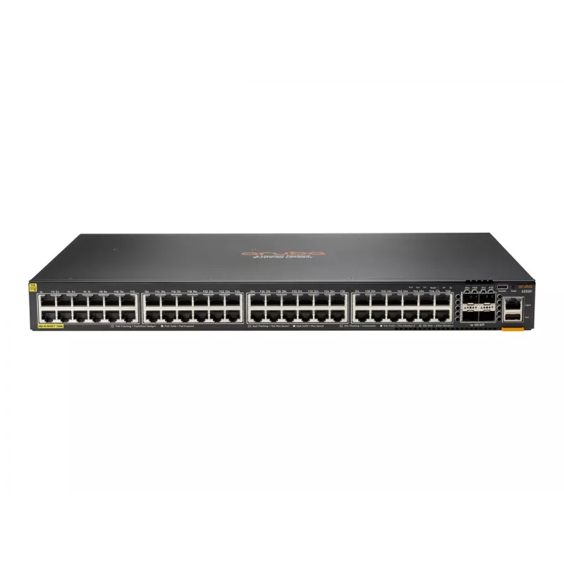 Hewlett Packard Enterprise HPE Aruba Networking CX 6200F 48G Class4 PoE 4SFP+ 740W lüliti - lüliti - max. virnastuskaugus 10 km - L3 - hallatav - 48 x 10/100/1000 (PoE+) + 4 x 1 Gi
