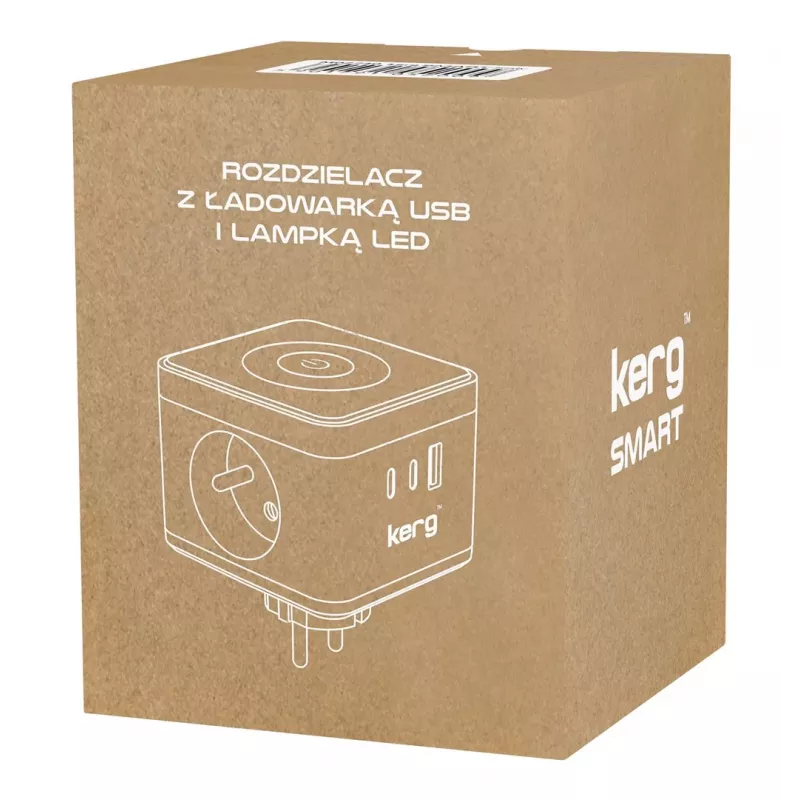 Kerg M02730 pikendusjuhe — 2 F-tüüpi pistikupesa, 3 USB-porti (USB-A + USB-C), 16A 250 V~, 1,5 m kaabel, valge