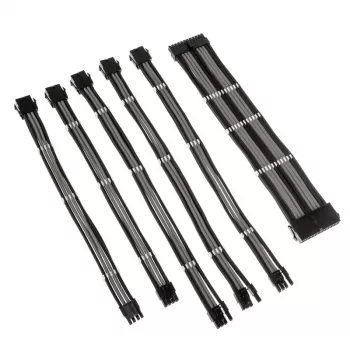Kaabli pikenduskomplekt Kolink Core Adept — punutud PET-kate, vaskjuhtmed, 300–350 mm pikkused, 6-osaline komplekt